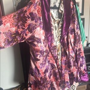 Anthropologie Purple and Pink Floral Blazer jacket